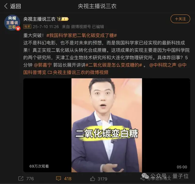 人类能从空气里造糖了！我国科学家首次实现二氧化碳人工合成蔗糖