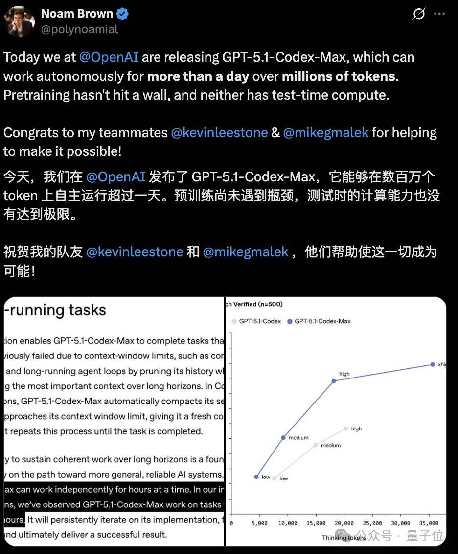 狙击Gemini 3！OpenAI发布GPT-5.1-Codex-Max