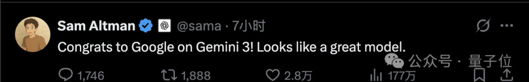 谷歌Gemini 3把GPT-5.1打成计量单位！马斯克奥特曼都服了