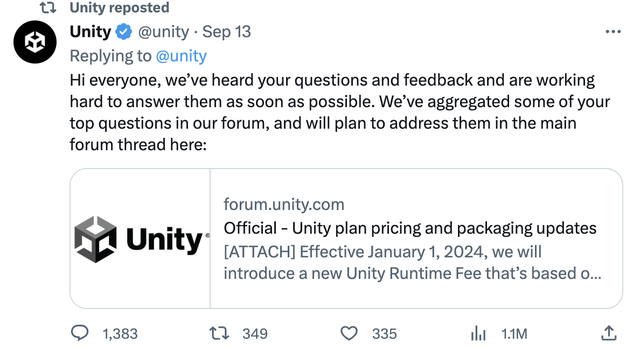游戏越火越赔钱，Unity引擎收费新规引众怒，免费游戏开发者：欠的钱比一辈子挣的还多