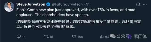 马斯克1万亿美元薪酬方案获批! 马斯克1万亿美元薪酬方案获批!