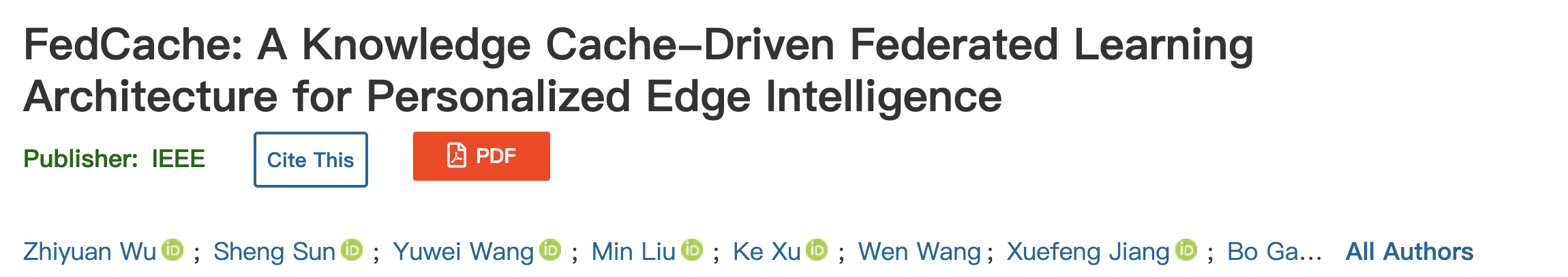 缓存驱动联邦学习架构来了!专为个性化边缘智能打造 | TMC 2024