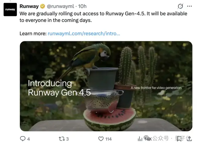 Runway Gen-4.5刷屏发布，把重量尘土和光影都做对了，网友：颠覆
